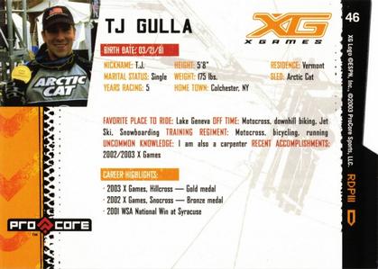 2004 Pro Core Sports X Games #46 TJ Gulla Back